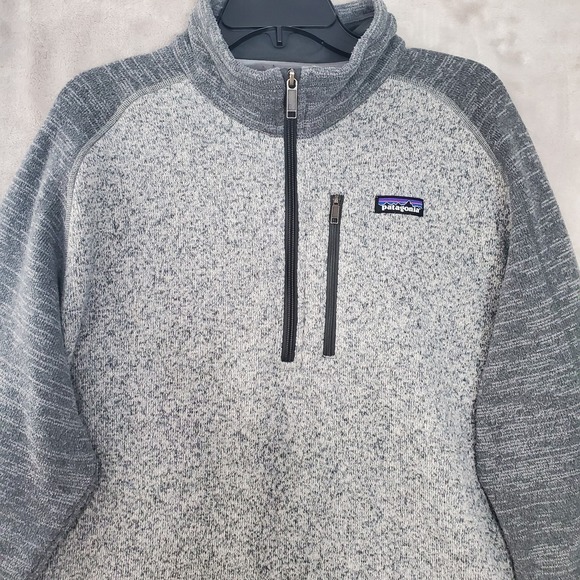 Patagonia Better Sweater Pullover Mens XL Two Tone Gray 1/4 Zip Fleece Logo EUC - Picture 2 of 10